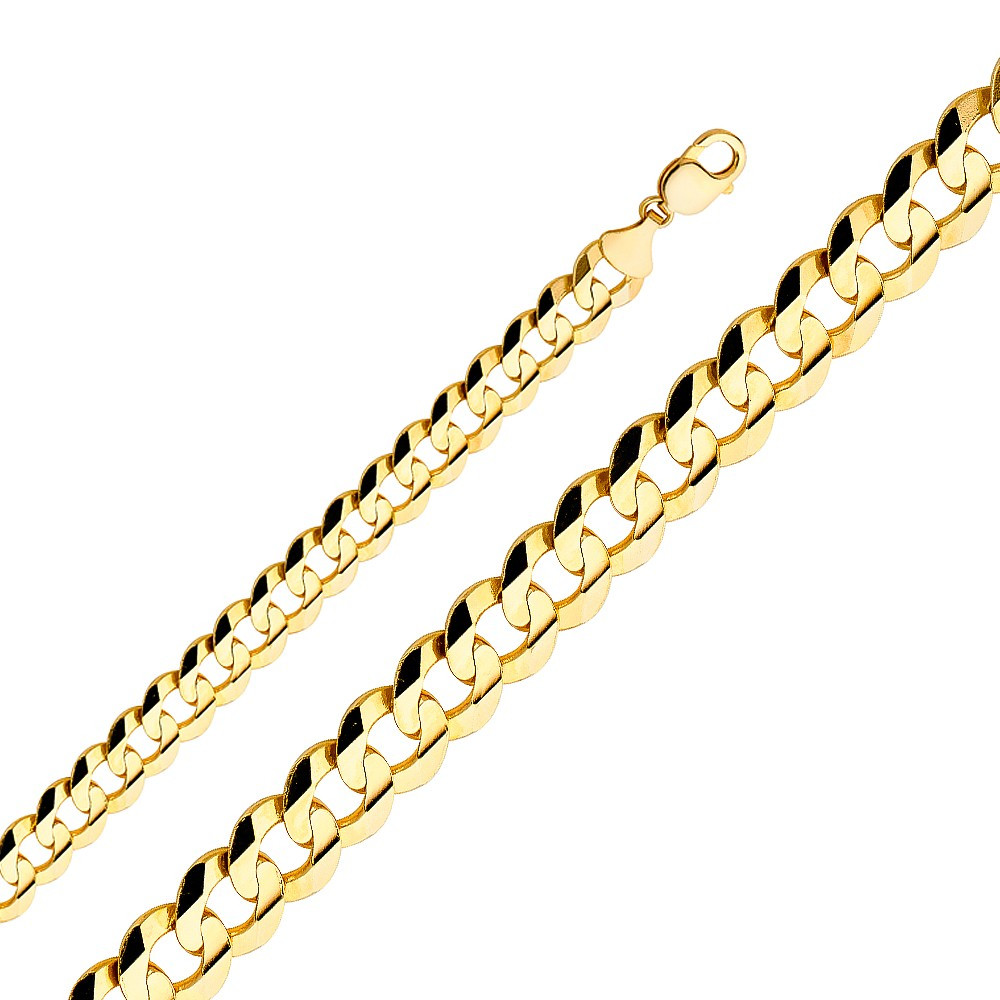 14k Gold 12mm Flat Curb Chain 20 Inches